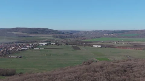 Aerial drone view of green fields valley and rural landscape Stock Footage 324529472