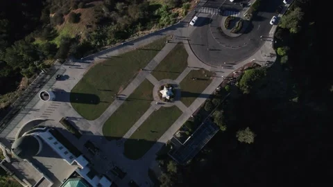 Aerial drone view of Griffith Observatory, Beautiful sky during Sunset Stock Footage 168544062