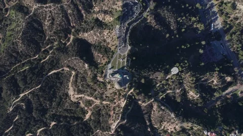 Aerial drone view of Griffith Observatory, Beautiful sky during Sunset Stock Footage 168544110