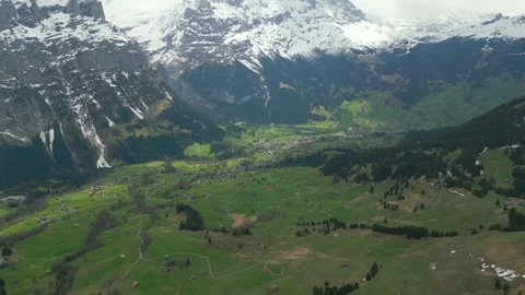 Aerial Drone View from Grindelwald First: Breathtaking Alpine Vistas Stock Footage 287380377