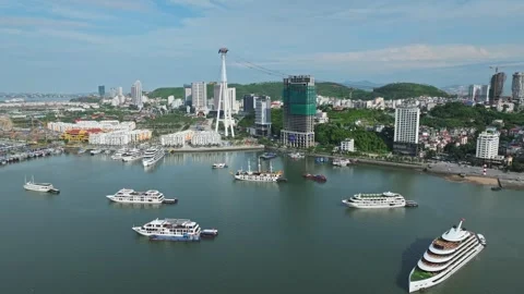 Aerial Drone View of Ha Long Waterfront, Marina and Cityscape in Quang Ninh, Vie Stock-Footage 342690330