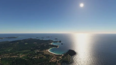 Aerial drone view of Half Moon Bay island. Antigua and Barbuda Video stock 268677440