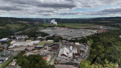 Aerial drone view Hexham north east england northumberland market town city Stock Footage 317756795