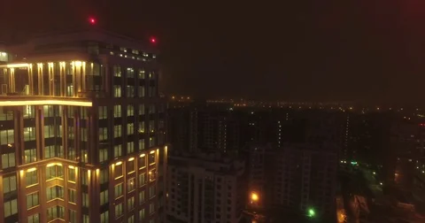 Aerial drone view of high-rise office building and residential area in Saint Pet Stock Footage 71201805