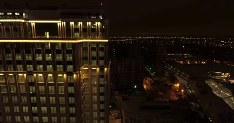 Aerial drone view of high-rise office building and residential area in Saint Pet Stock Footage 71201852
