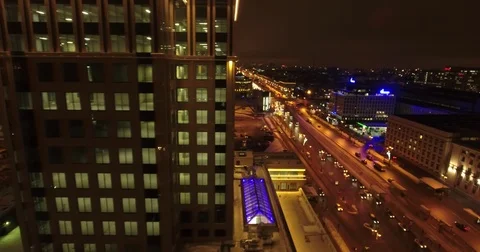 Aerial drone view of high-rise office building and residential area in Saint Pet Stock Footage 71201879