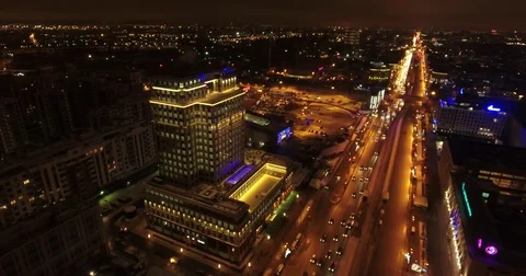 Aerial drone view of high-rise office building and residential area in Saint Pet Stock Footage 71201990