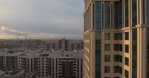 Aerial drone view of high-rise office building and residential area in Saint Pet Stock Footage 71202186