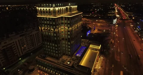 Aerial drone view of high-rise office building and residential area in Saint Pet Stock Footage 71204829