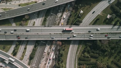 Aerial Drone View of Highways and Urban Traffic Stock Footage 340112899