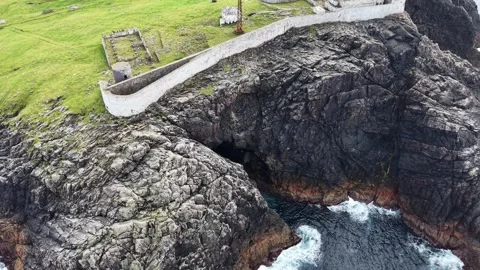 Aerial drone view of the historic Eagle Island Lighthouse station Stock Footage 345814301