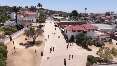Aerial Drone View of Historic Old Town San Diego Archway and Park California 스톡 동영상 340657665