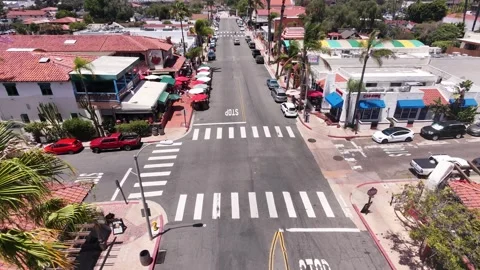 Aerial Drone View of Historic Old Town San Diego Archway and Park California Stock-Footage 340657685