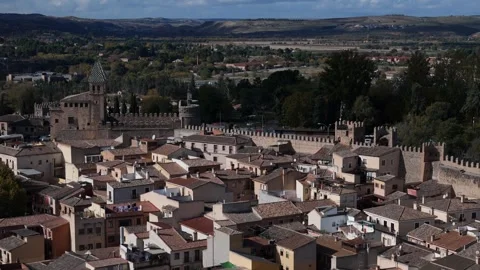 Aerial drone view of historical centre of Toledo, Spain Stock Footage 321251032