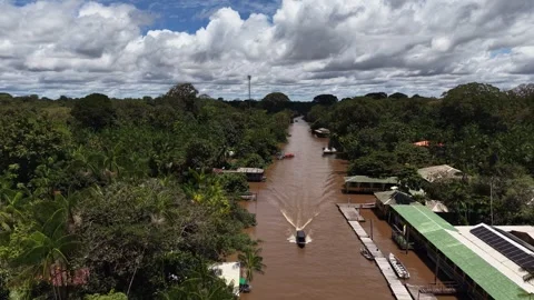 Aerial Drone View of Ilha do Combu Amazon River Island in Para Brazil Stock Footage 335632969