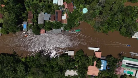 Aerial Drone View of Ilha do Combu Amazon River Island in Para Brazil Stock Footage 335632981