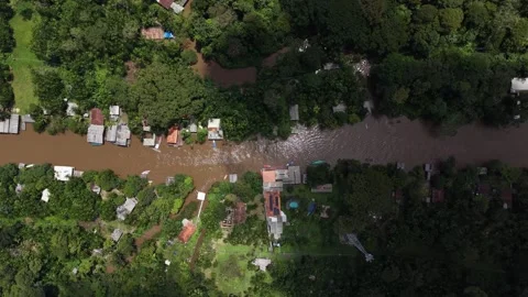 Aerial Drone View of Ilha do Combu Amazon River Island in Para Brazil Stock Footage 335632984