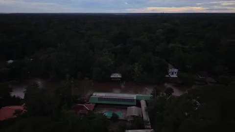 Aerial Drone View of Ilha do Combu Amazon River Island in Para Brazil Stock Footage 335633107