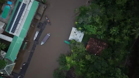 Aerial Drone View of Ilha do Combu Amazon River Island in Para Brazil Stock Footage 335633137