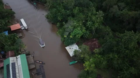 Aerial Drone View of Ilha do Combu Amazon River Island in Para Brazil Stock Footage 335633138