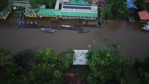 Aerial Drone View of Ilha do Combu Amazon River Island in Para Brazil Stock Footage 335633139