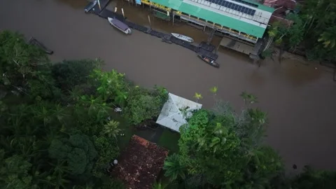 Aerial Drone View of Ilha do Combu Amazon River Island in Para Brazil Stock Footage 335633152