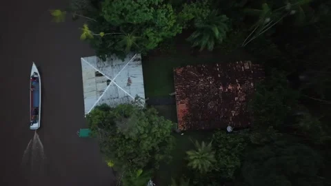 Aerial Drone View of Ilha do Combu Amazon River Island in Para Brazil Stock Footage 335633209