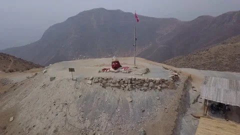 Aerial drone view of the Inca's head in the apu Siqay in Villa Maria del Triunfo Stock-Footage 145146919