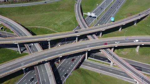 Aerial drone view of an interchange or a grade-separated junction 4k Stock Footage 170642676
