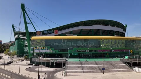 Aerial drone view of the Jose Alvalade stadium, home of Sporting Clube Portugal Stock Footage 315708341