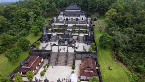 Aerial drone view of Khai Dinh Tomb in Hue, Vietnam. Stock Footage 336599080