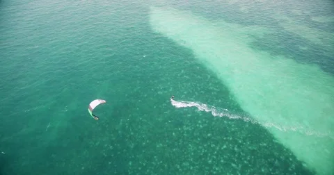 Aerial drone view kitesurf Stock Footage 83749065