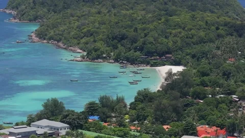 Aerial Drone View of Koh Lipe Coastline, Turquoise Sea and Tropical Beach Stock Footage 337520514
