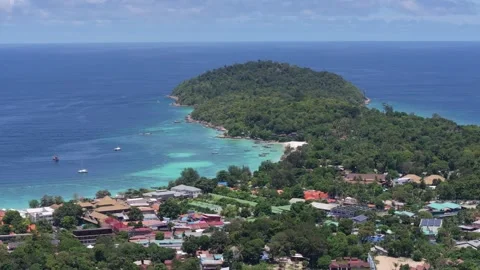 Aerial drone view of Koh Lipe island, Satun, Thailand. Turquoise sea, coral reef Stock Footage 337525292