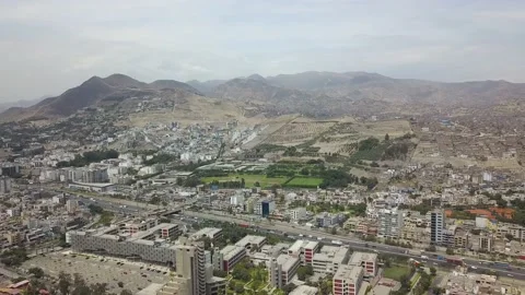 Aerial drone view of La Inmaculada school, Ricardo Palma university Stock Footage 150297935