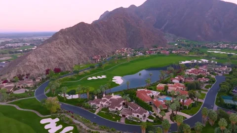 Aerial Drone View of La Quinta Golf Course Resort, California, United States Stock Footage 341283895