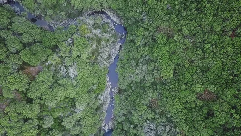 Aerial drone view of "Lagoa do Vento" waterfall in "Paul da Serra", Madeira Stock Footage 122816456