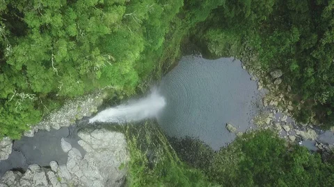 Aerial drone view of "Lagoa do Vento" waterfall in "Paul da Serra", Madeira Stock Footage 122816780