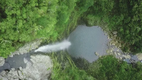 Aerial drone view of "Lagoa do Vento" waterfall in "Paul da Serra", Madeira Stock Footage 122816939