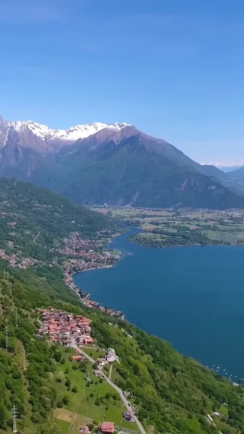 Aerial drone view of Lake Como, Italy. Vídeos de archivo 335047000