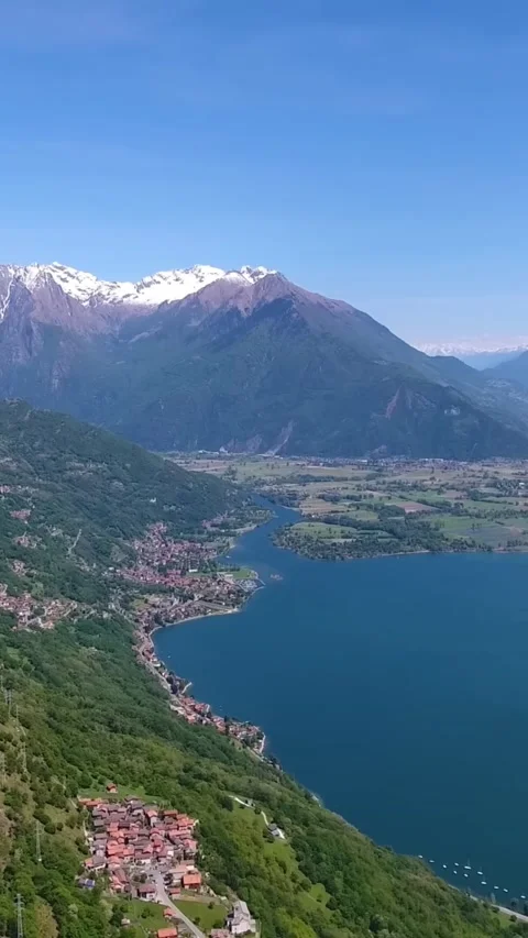 Aerial drone view of Lake Como, Italy. Vídeos de archivo 335047020