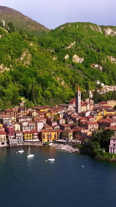 Aerial drone view of Lake Como, Italy. Vídeos de archivo 335047032