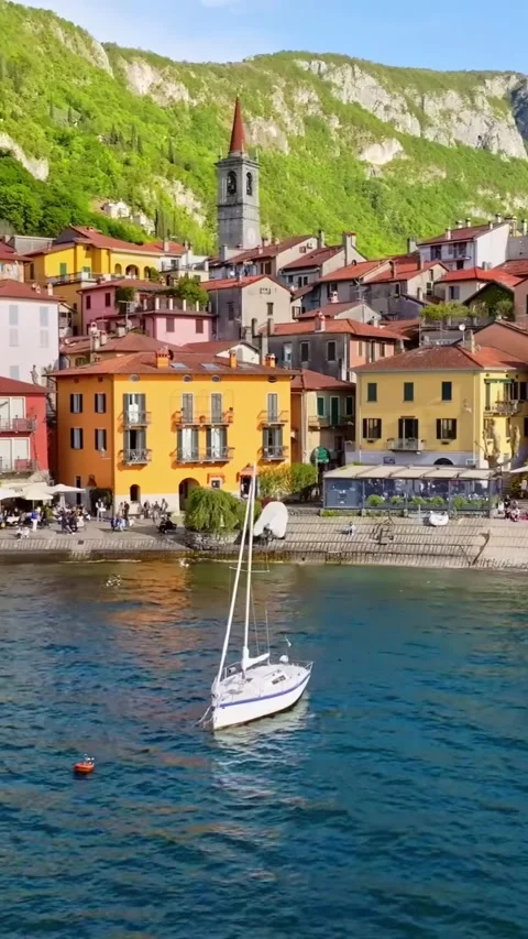 Aerial drone view of Lake Como, Italy. Vídeos de archivo 335047097