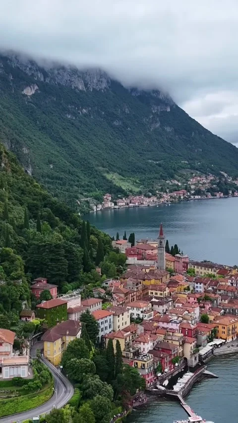 Aerial drone view of Lake Como, Italy. Vídeos de archivo 335047142