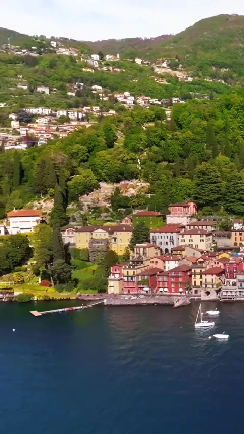 Aerial drone view of Lake Como, Italy. Vídeos de archivo 335047356