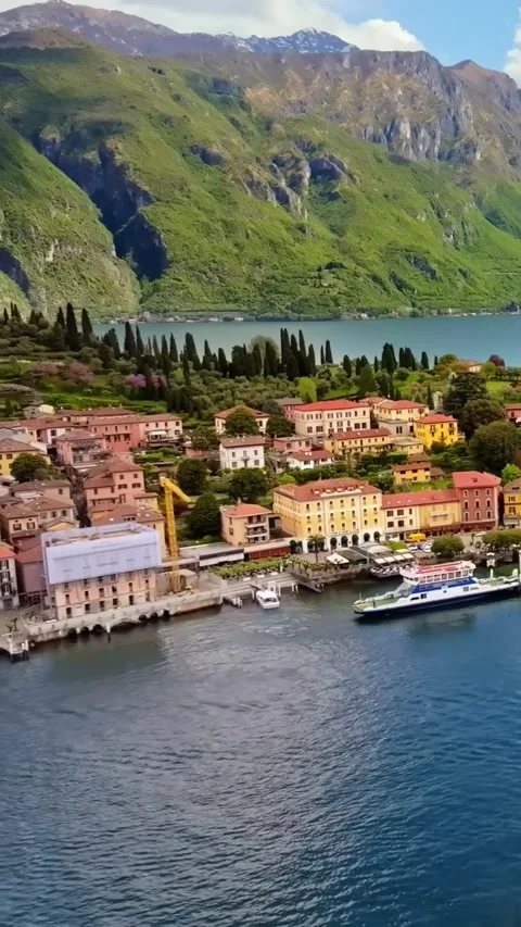 Aerial drone view of Lake Como, Italy. Vídeos de archivo 335047420