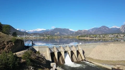 Aerial Drone View of Lake Estes in Estes Park Colorado Stock-Footage 80790692