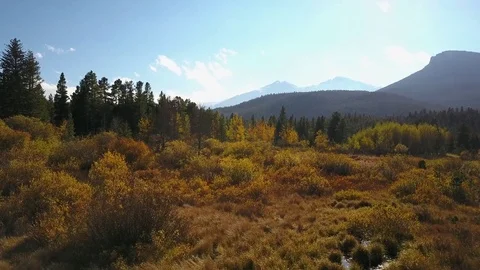 Aerial Drone View of Lakes and Mountains in Estes Park Colorado Stock-Footage 80744288