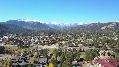 Aerial Drone View of Lakes and Mountains in Estes Park Colorado Stock-Footage 80790770