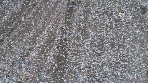 Aerial drone view of large garbage landfill Stock Footage 125271105
